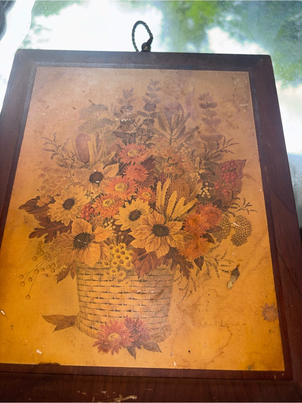 3 Vintage Floral Basket Wall Art – Warm Autumn Tones by Robert Lessing